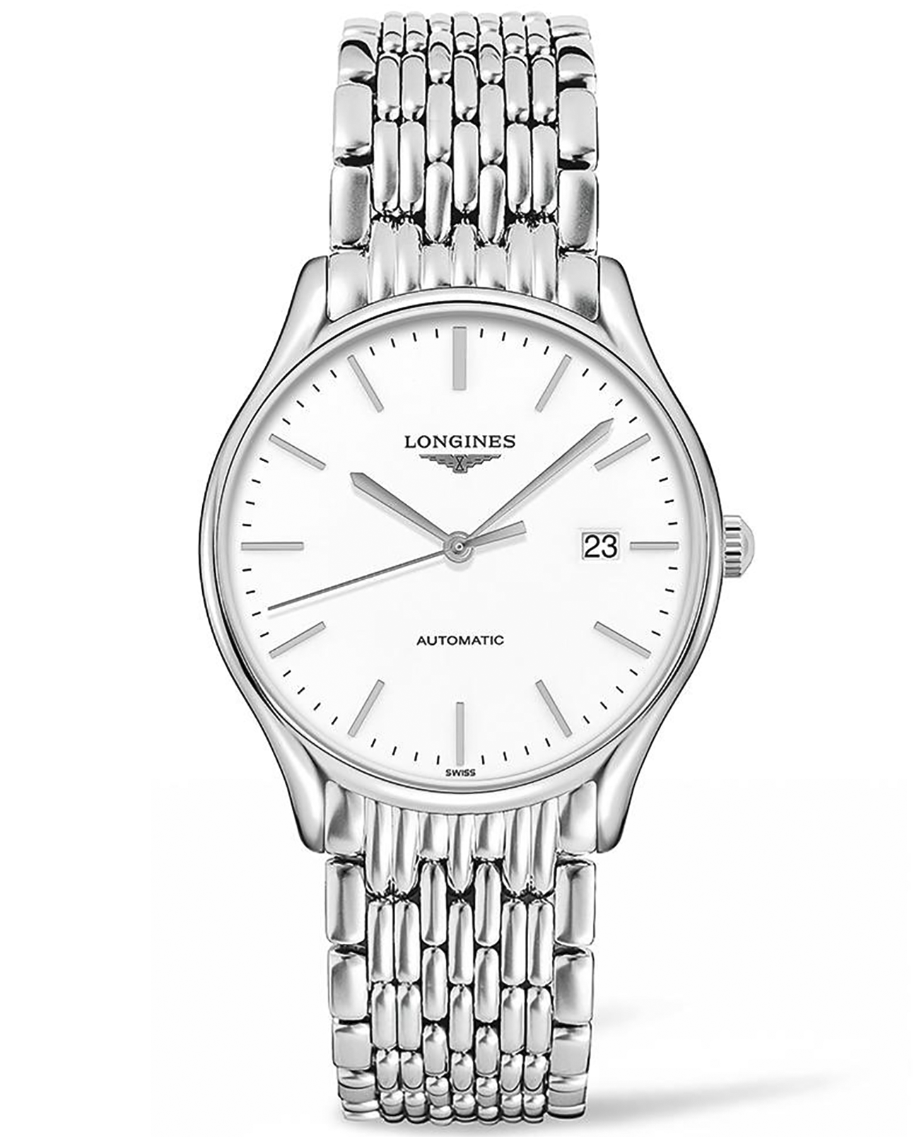 Longines Longines Lyre L4.960.4.12.6  L49604126 механические мужские часы белый циферблат, браслет нержавеющая сталь — вид спереди